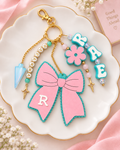 5 strand keychain with bow and name