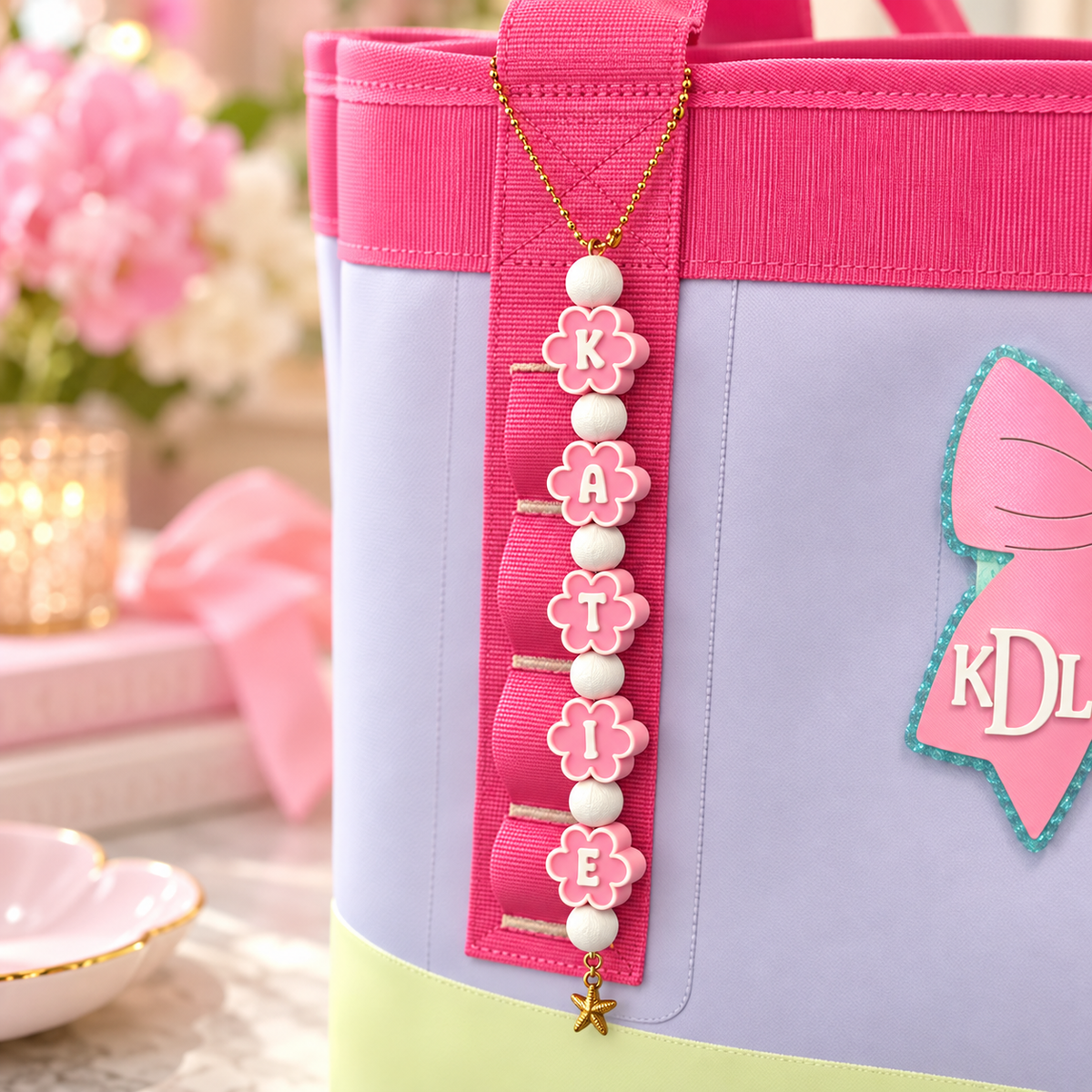 Personalized Flower Name Bag Charm