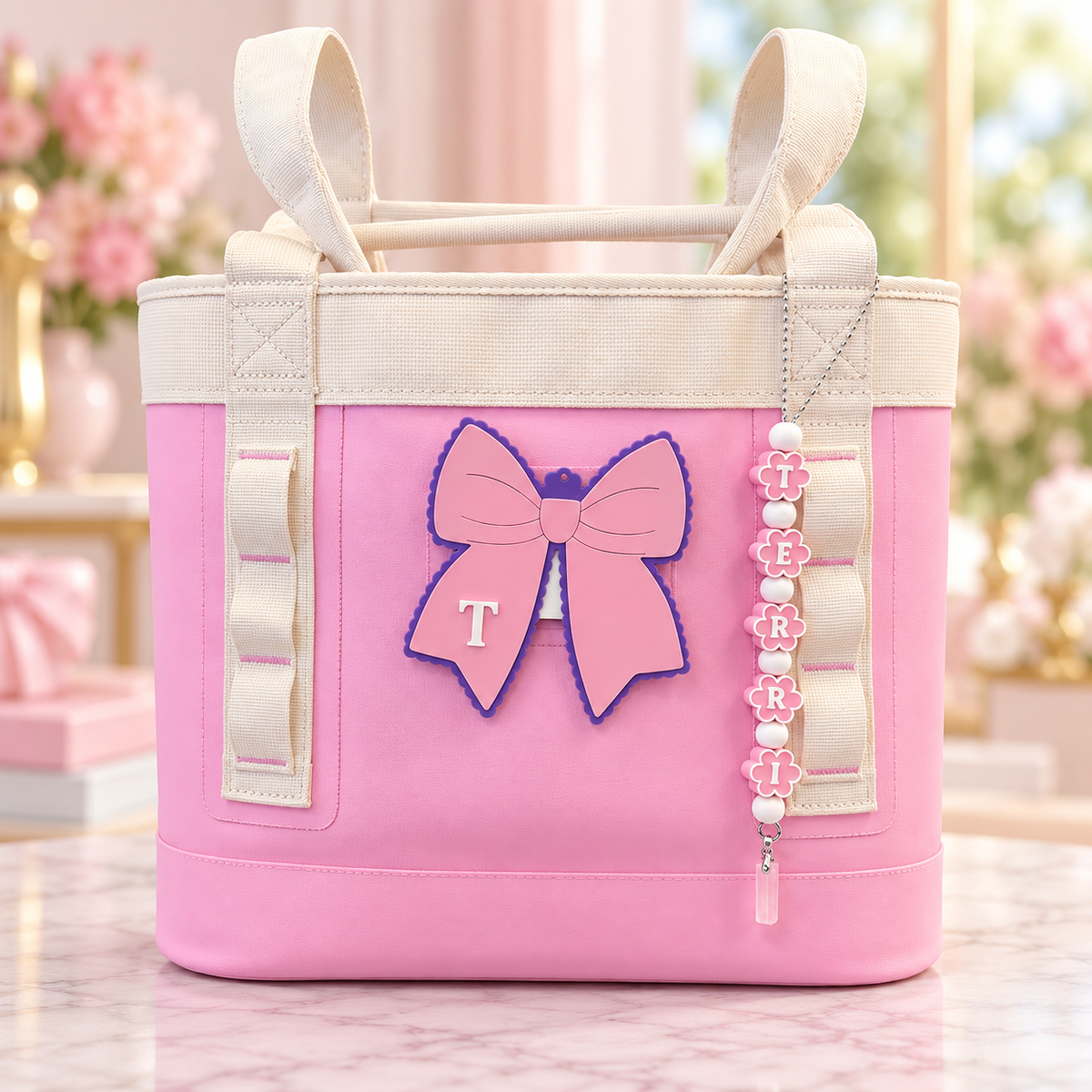 Personalized Flower Name Bag Charm