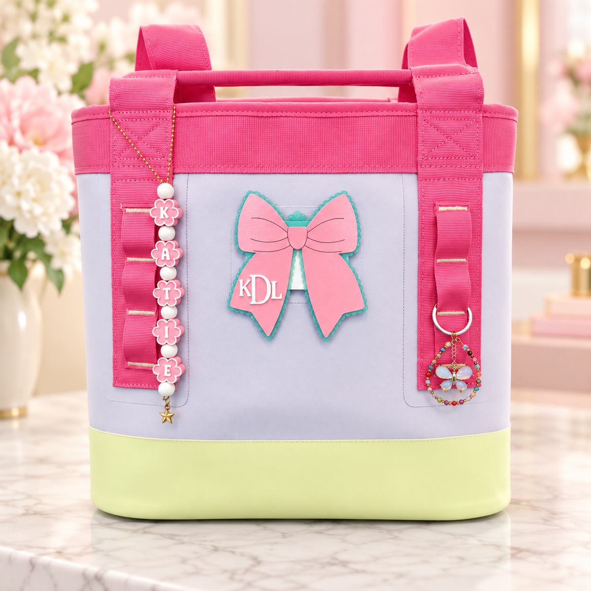 Personalized Flower Name Bag Charm