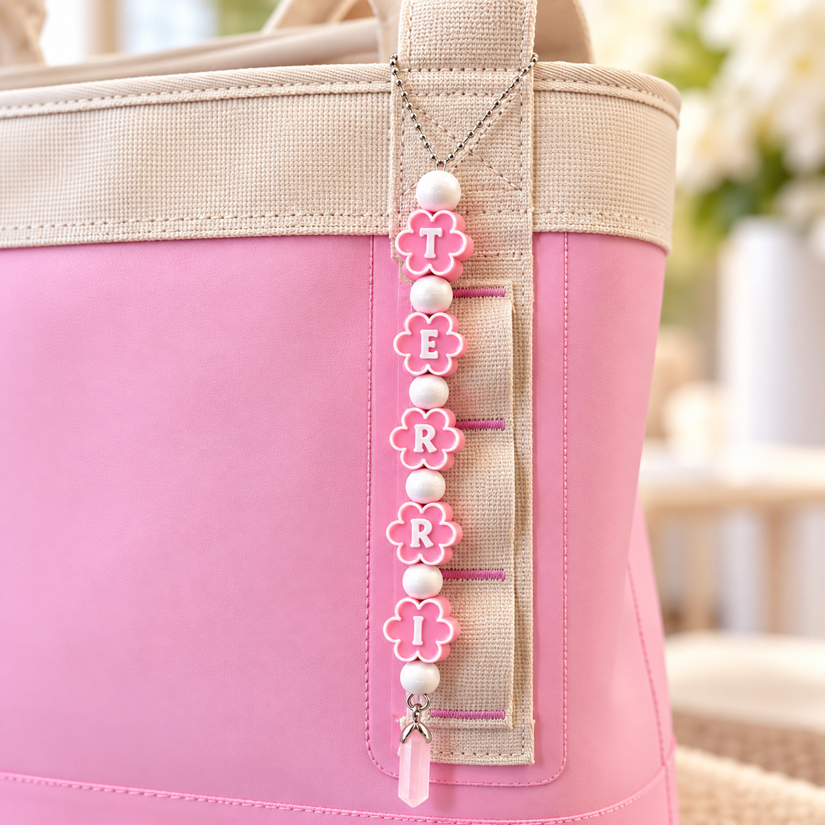 Personalized Flower Name Bag Charm